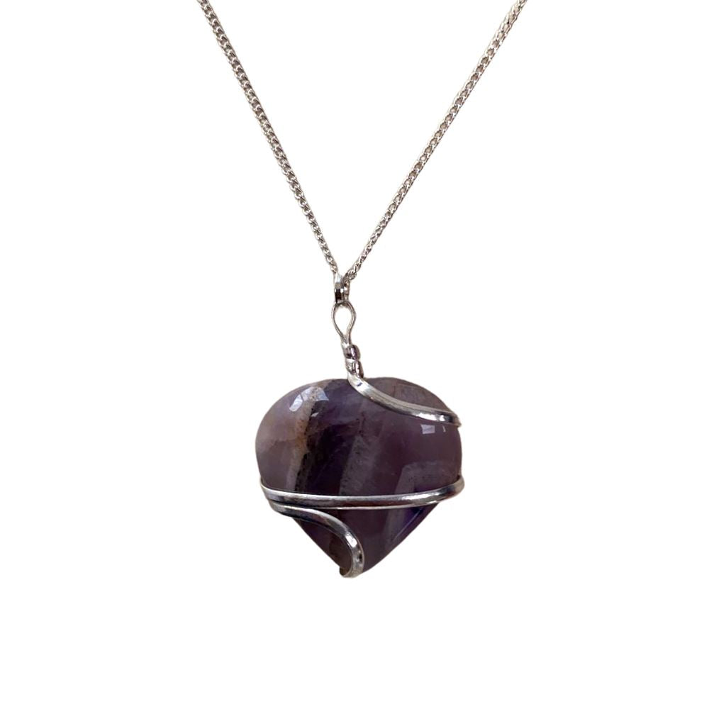 Crystal Heart Wire Wrap Pendant, 3cm