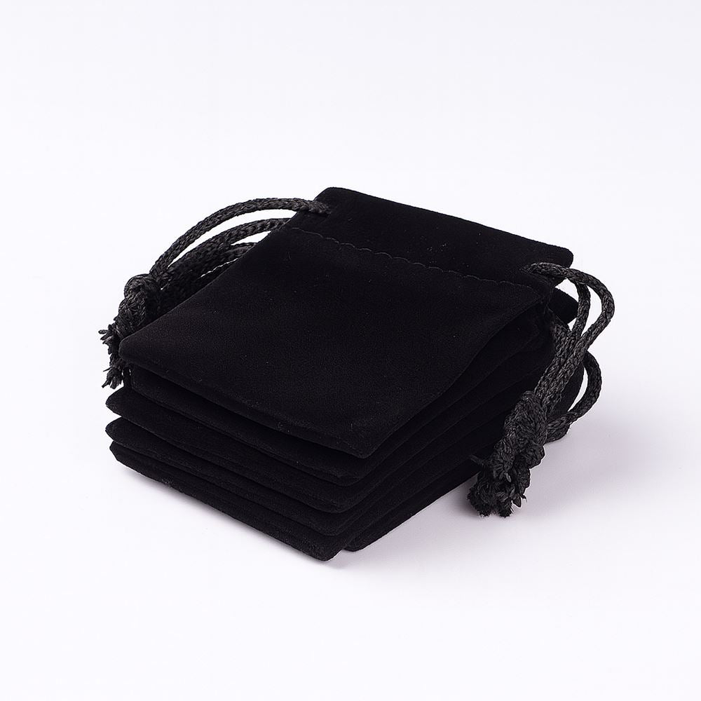 Velvet Pouches, Black, 15x10cm, Pack of 50