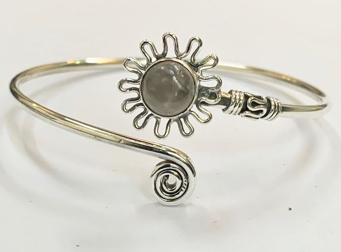 Silver Plated Adjustable Daisy Spiral Cuff Bangle