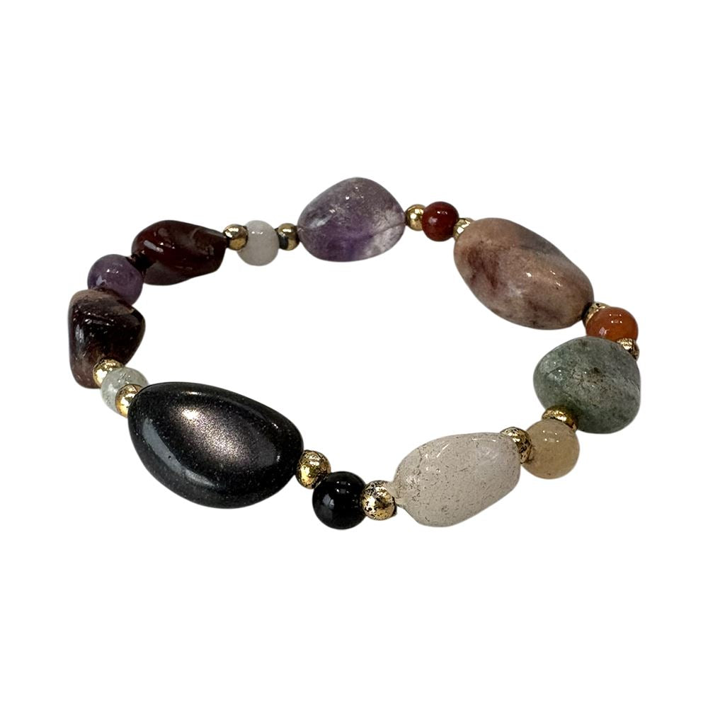 Mixed Tumbled Bracelet with Gold Accents
