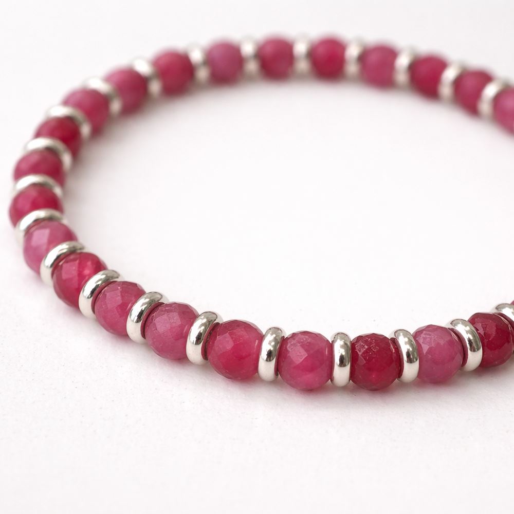 Silver Plated Stretch Bracelet with Gemstones (#19)