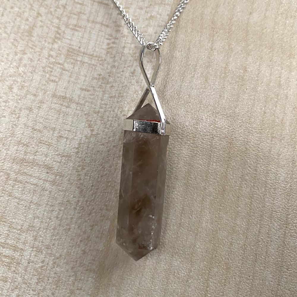 Double Point Pencil Pendant, Silver Chain