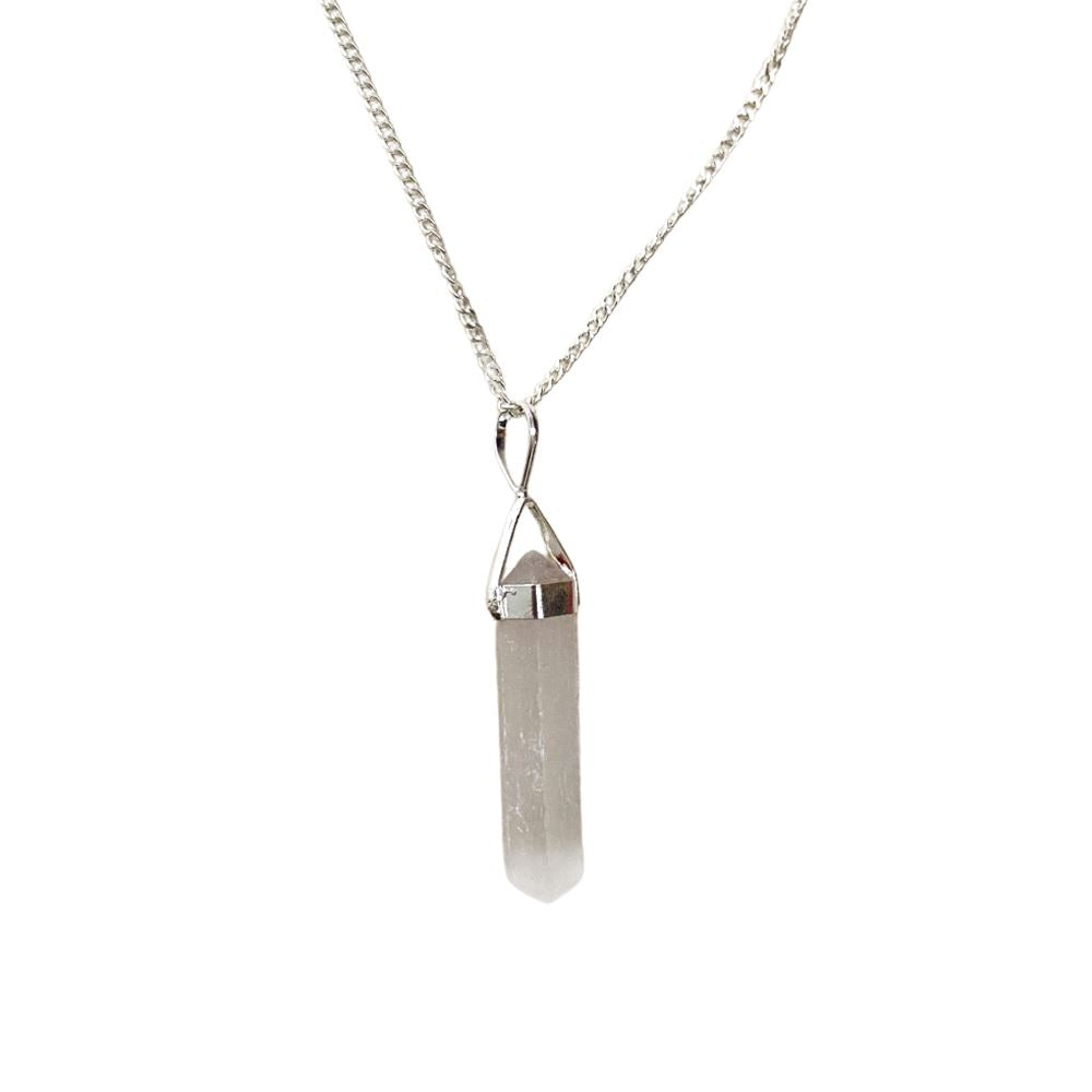 Double Point Pencil Pendant, Silver Chain