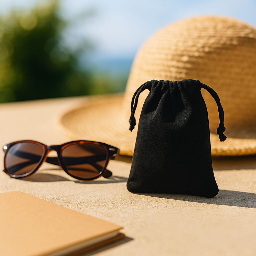 Velvet Pouches, Black, 15x10cm, Pack of 50