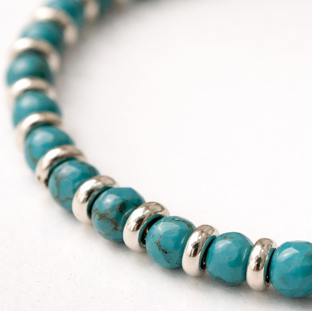 Silver Plated Stretch Bracelet with Gemstones (#19)