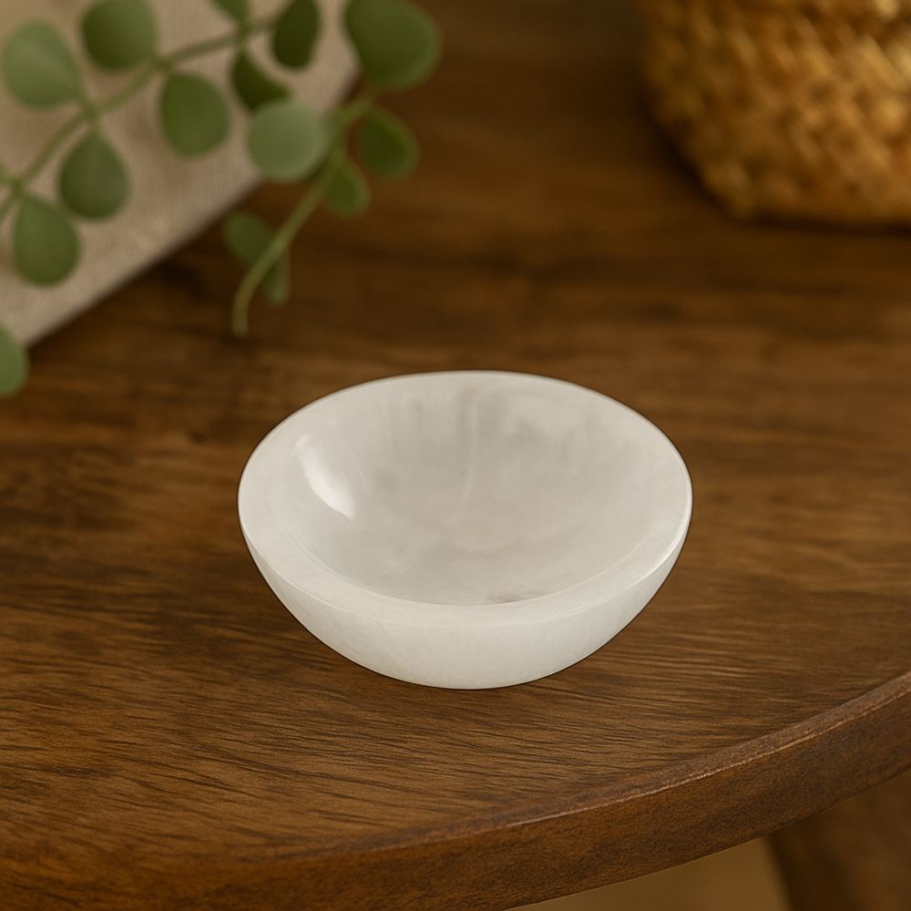 Selenite Bowl, Round, 6x3cm
