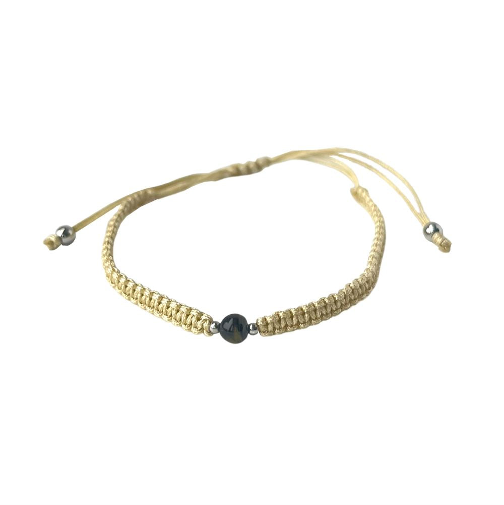 Braided Rope Bracelet with Tiger's Eye Bead