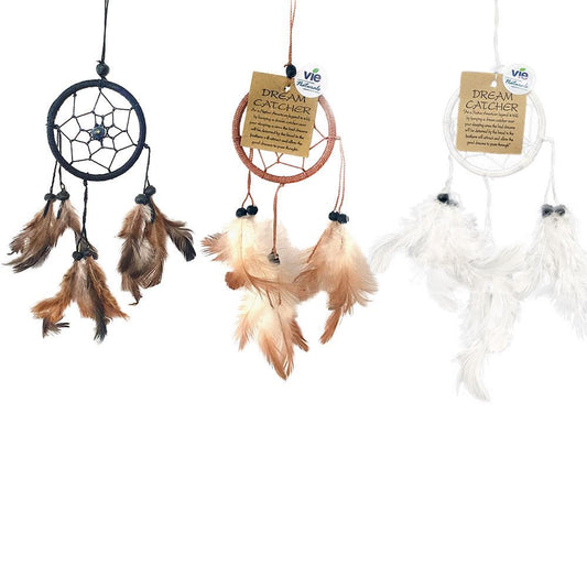 Dream Catcher Bundle, Pack of 3, 6cm Ring (White, Black & Brown)