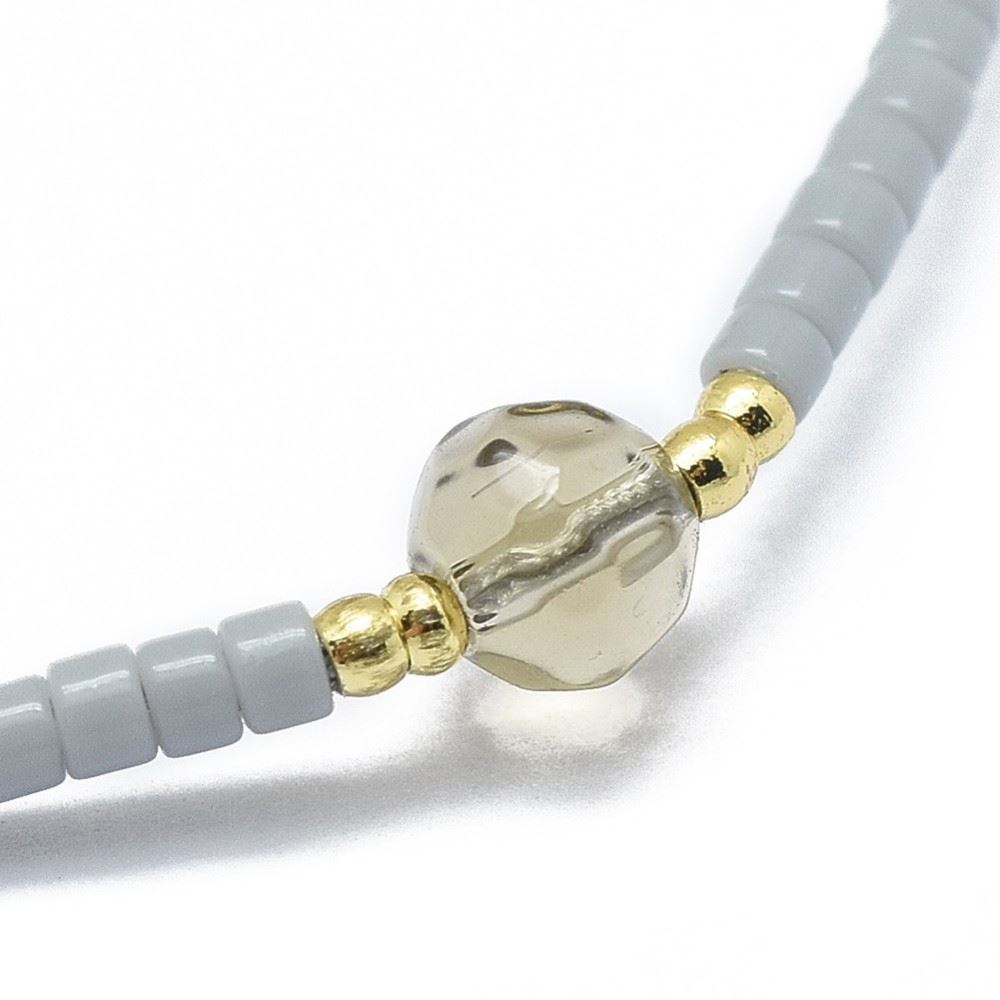 Smoky Quartz Cord Bracelet, Grey