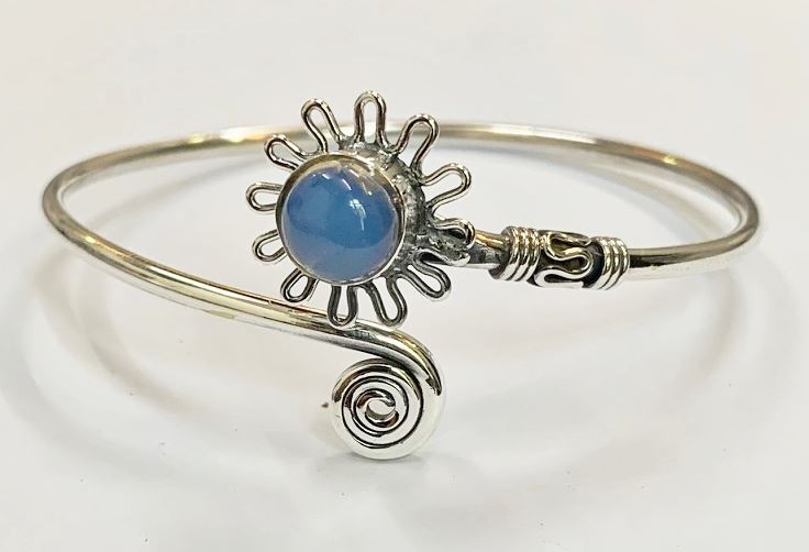 Silver Plated Adjustable Daisy Spiral Cuff Bangle
