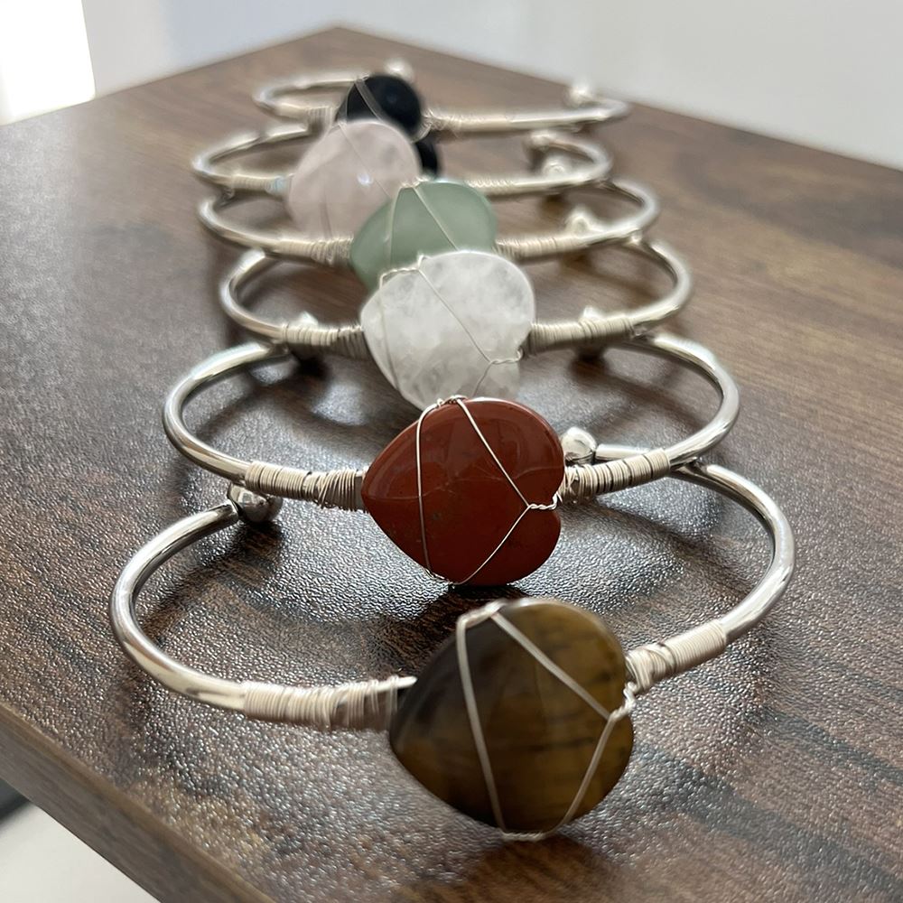 Heart-Shaped Crystal Bangle