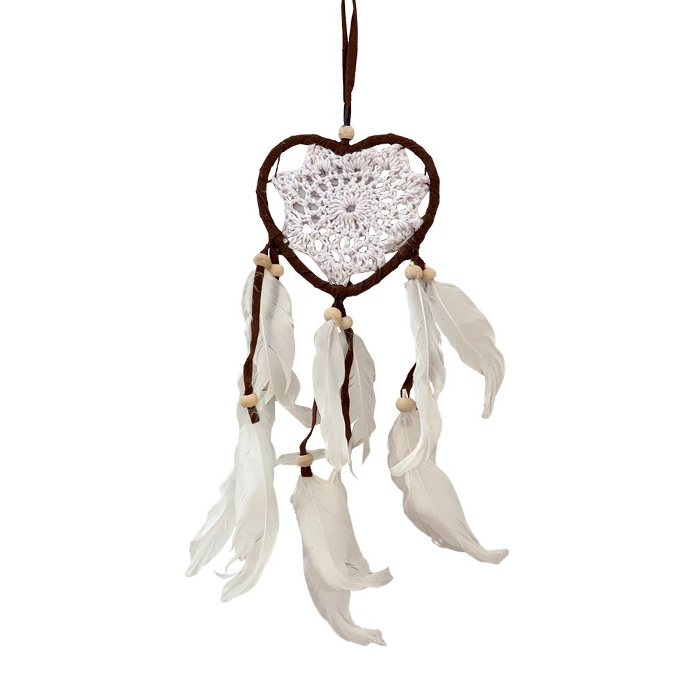 Heart Dream Catcher, 9cm, Brown