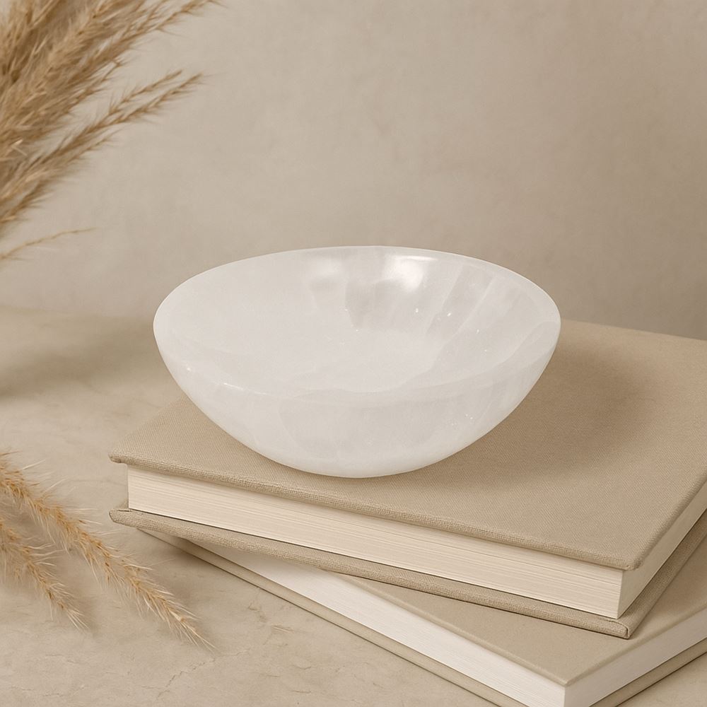 Selenite Bowl, Round, 14x4cm