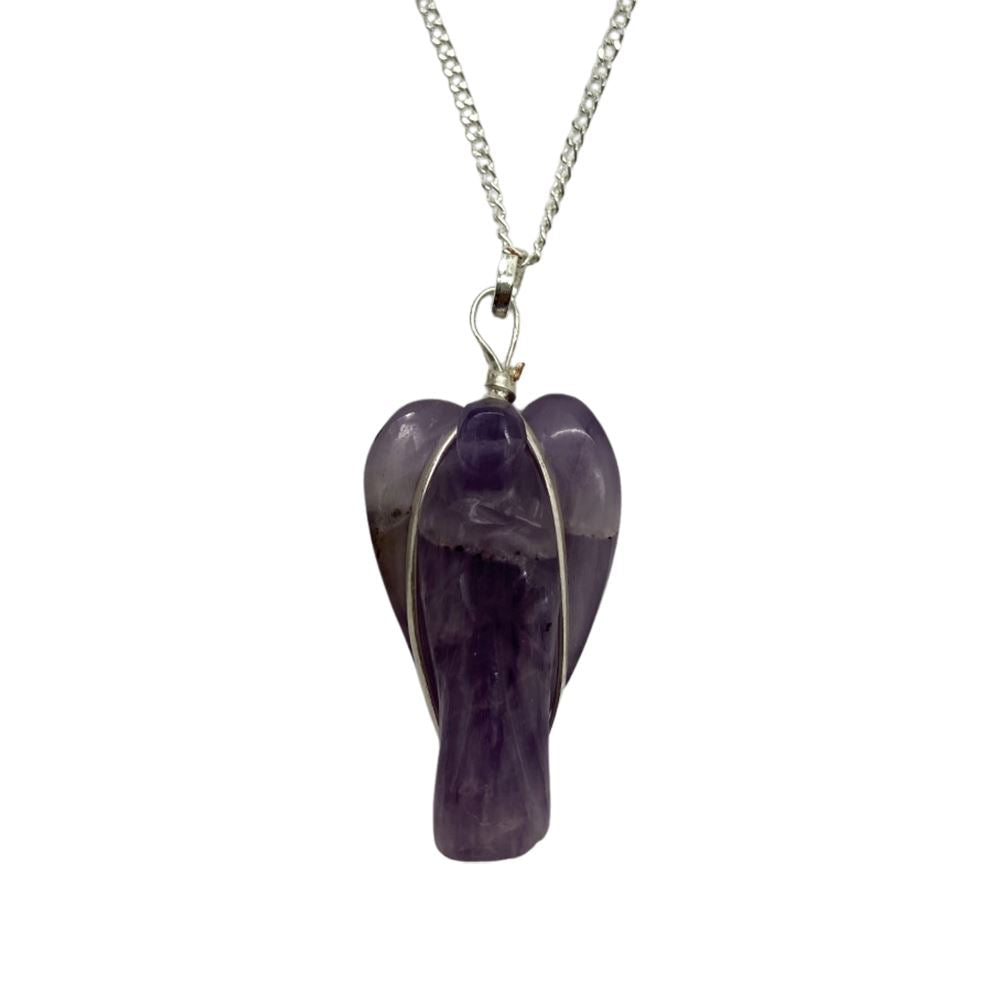 Crystal Angel Pendant with Silver Chain, 3-4cm