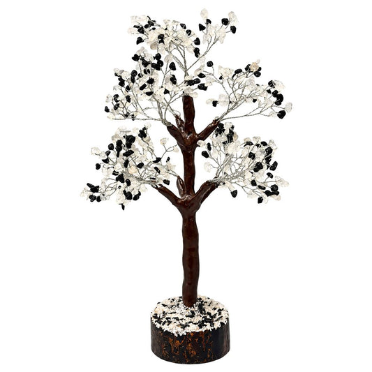 Gemstone Tree, 500 Beads, Black Tourmaline and Clear Quartz
