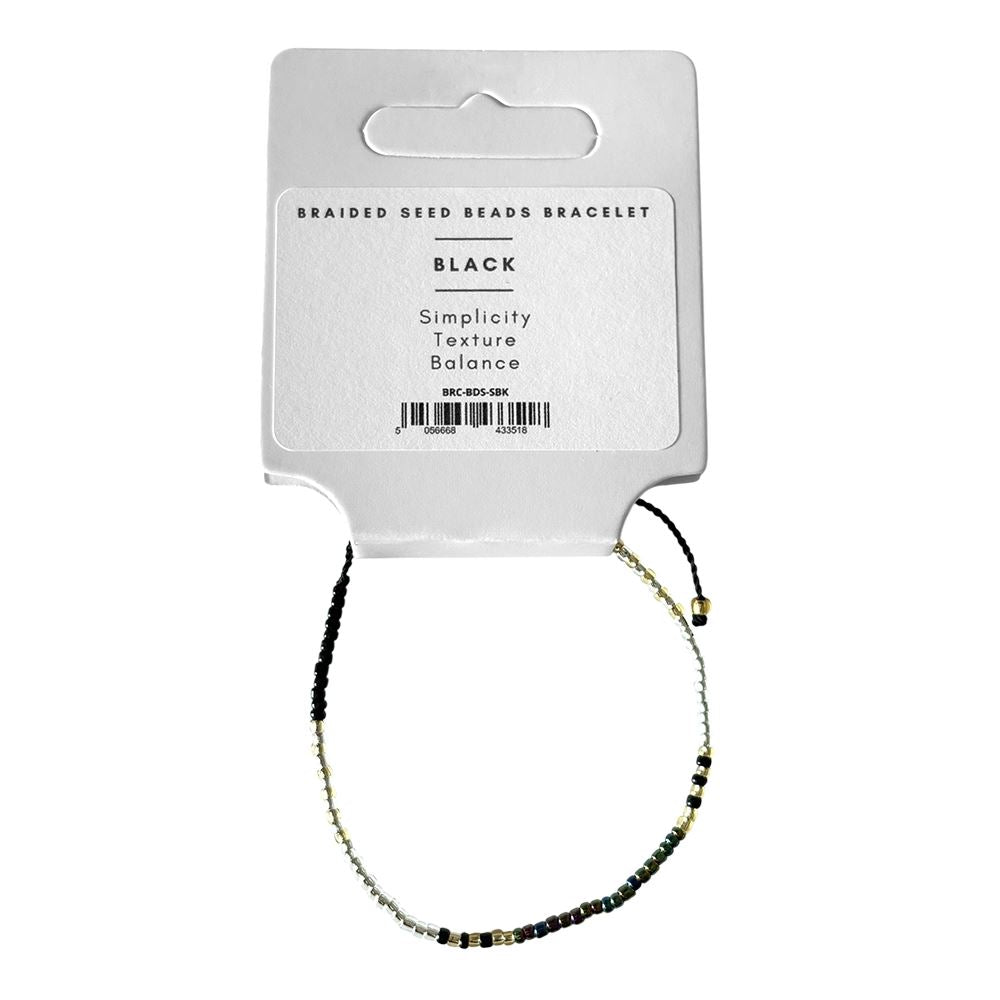 Braided Seed Beads Bracelet, Black
