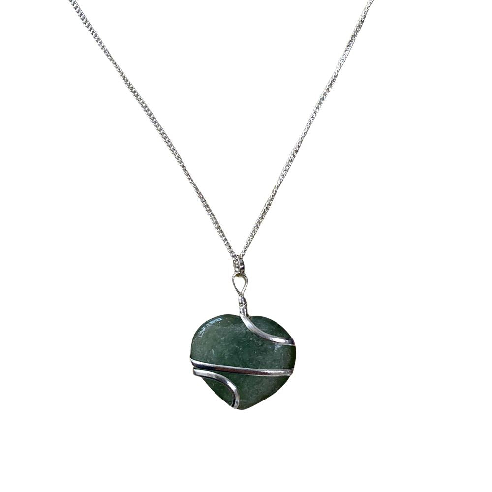 Crystal Heart Wire Wrap Pendant, 3cm
