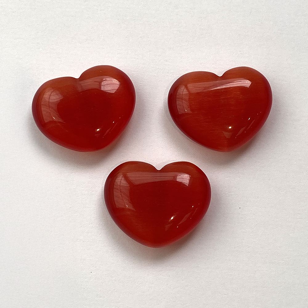 Cat’s Eye Glass Heart, 3x2.5x1cm