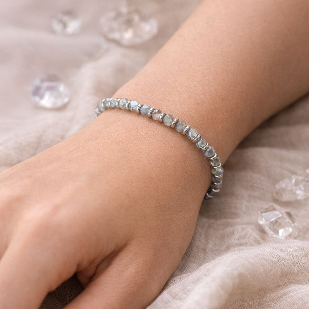 Silver Plated Stretch Bracelet with Gemstones (#19)