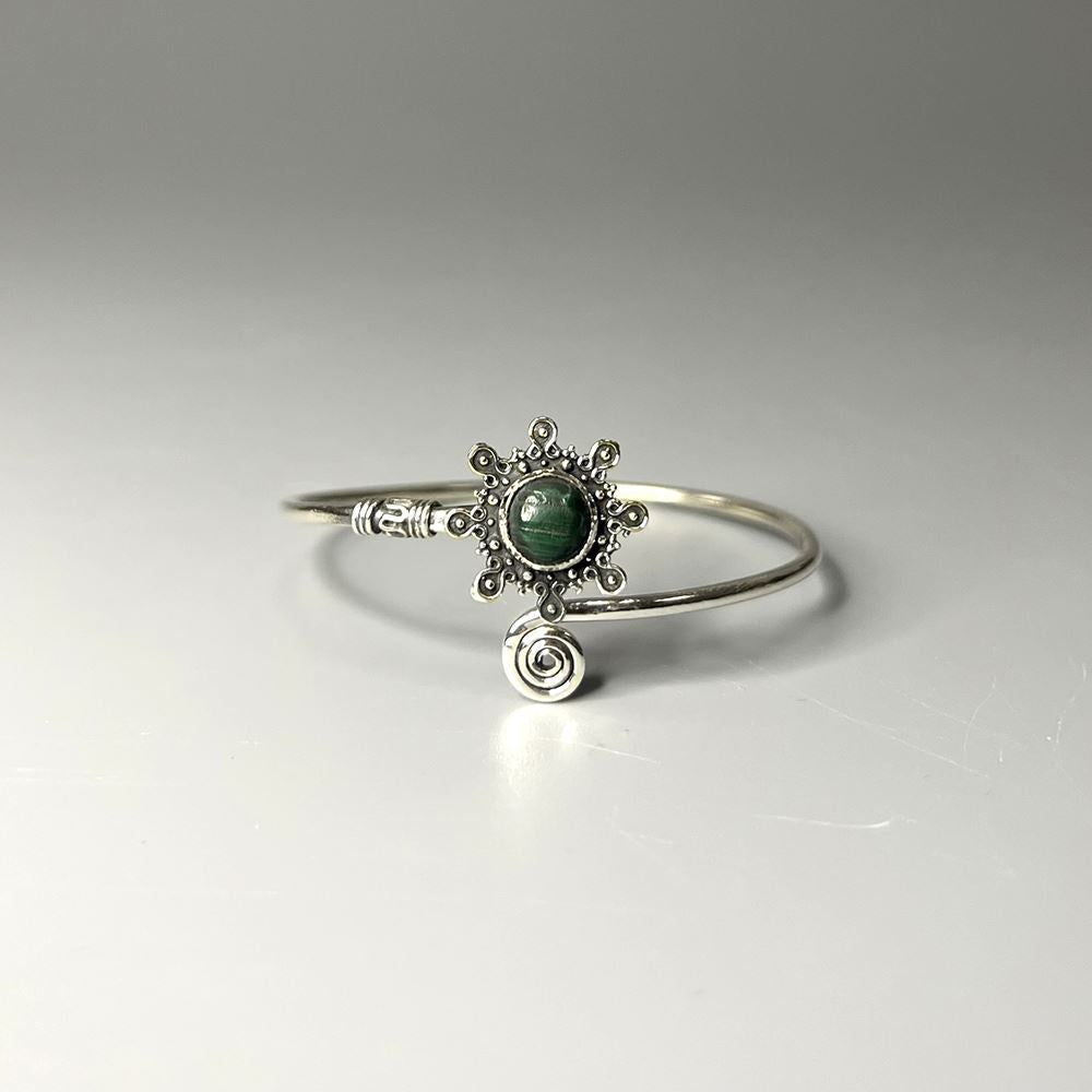 Silver Plated Adjustable Sunburst Spiral Cuff Bangle