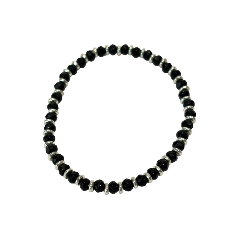 Silver Plated Stretch Bracelet with Gemstones (#19)