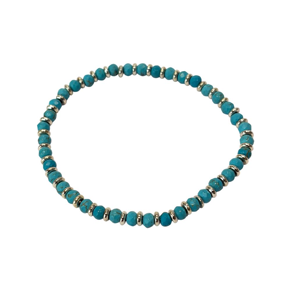 Silver Plated Stretch Bracelet with Gemstones (#19)