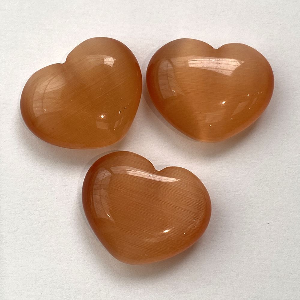 Cat’s Eye Glass Heart, 3x2.5x1cm