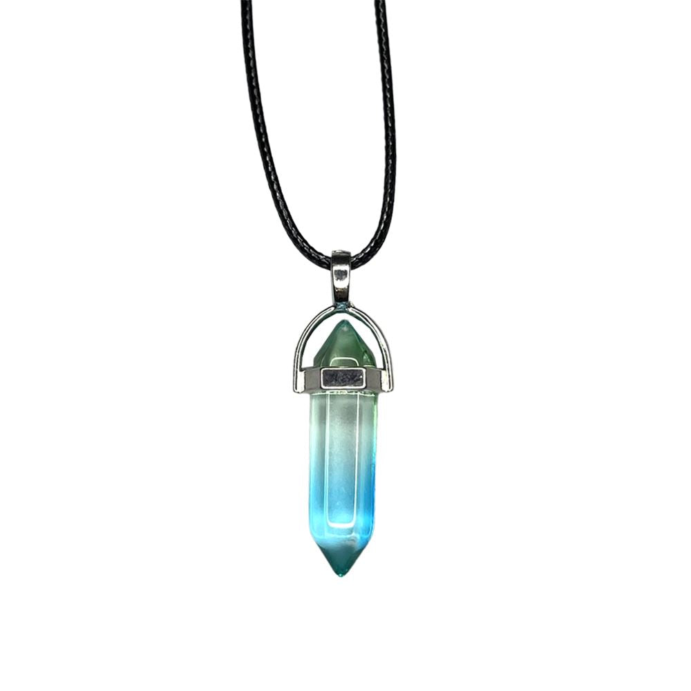 Double Point Pencil Pendant, Black String, Glass