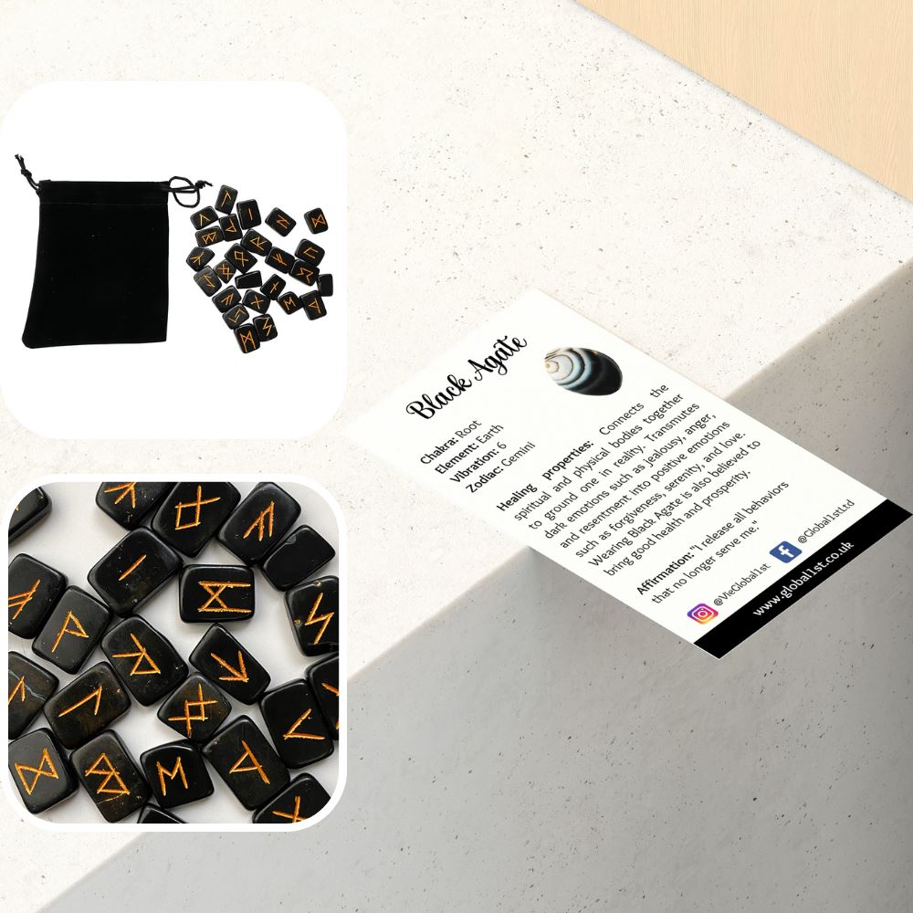Rune Set with Pouch, Rectangular