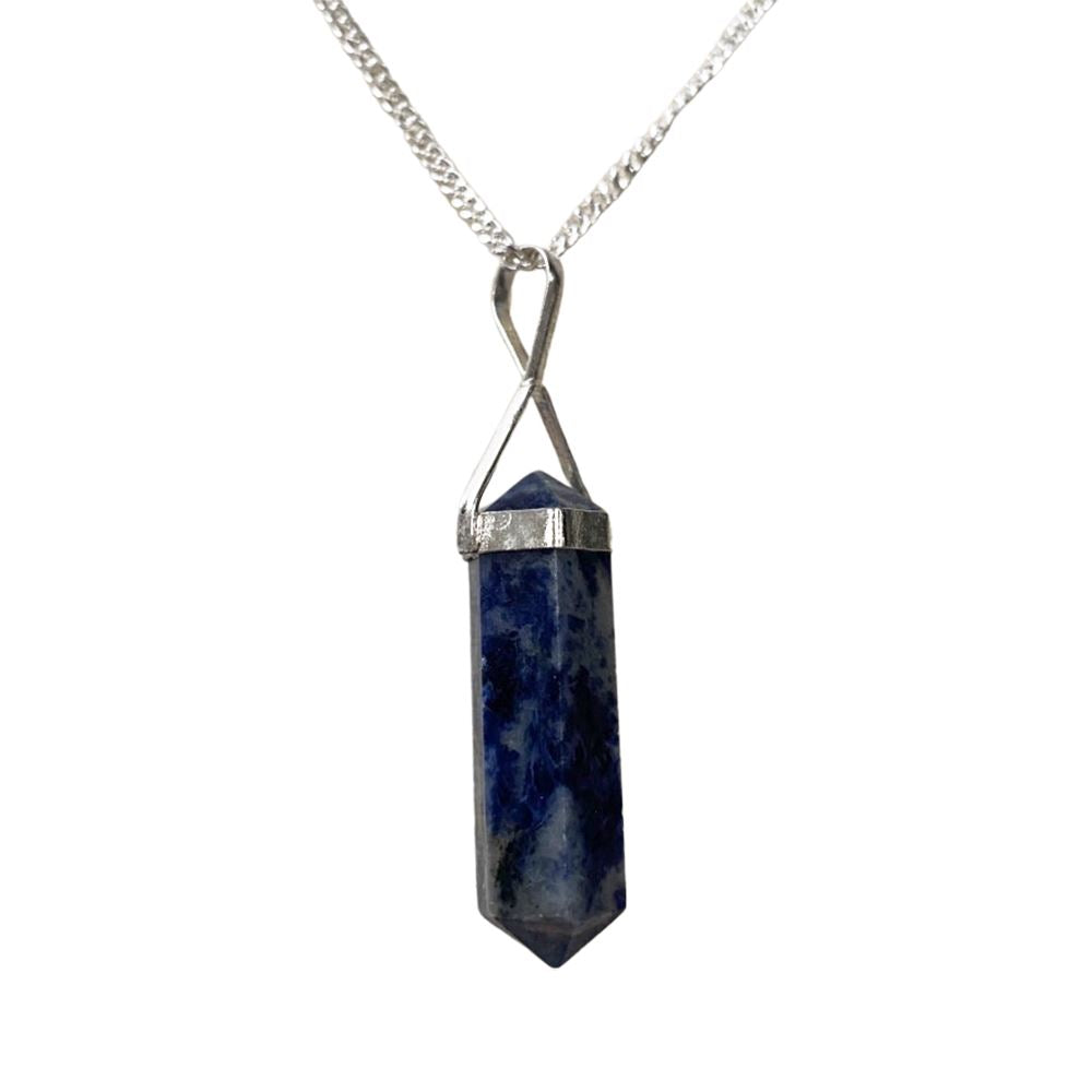 Double Point Pencil Pendant, Silver Chain