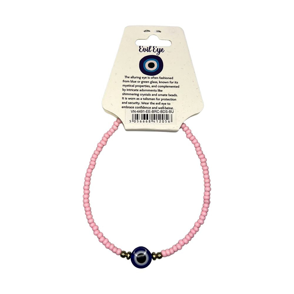 Evil Eye Bracelet with 2 Gold Beads Each Side, (JIT)