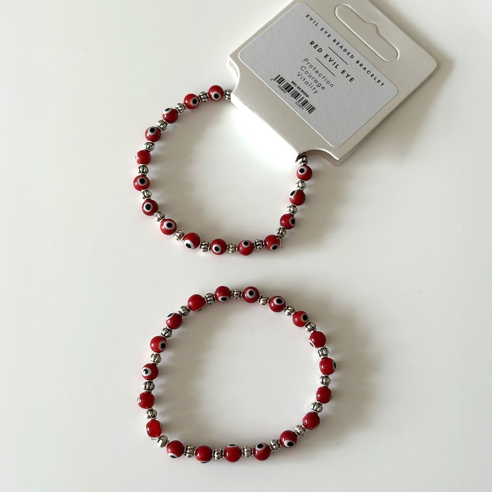 Evil Eye Beaded Bracelet, Red