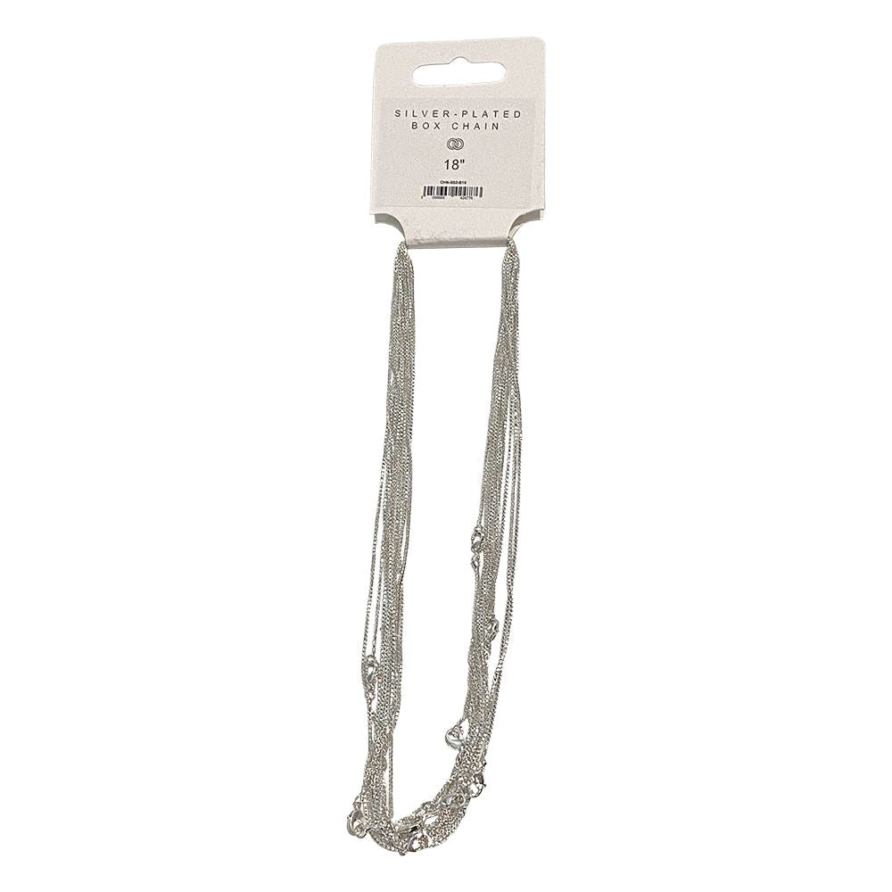 Silver-Plated Box Chain, 18", Pack of 10