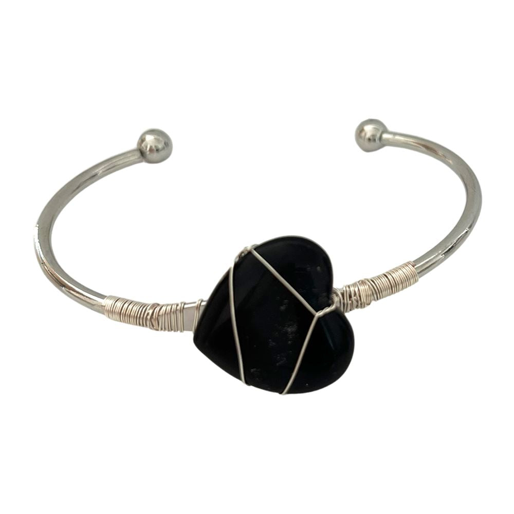 Heart-Shaped Crystal Bangle