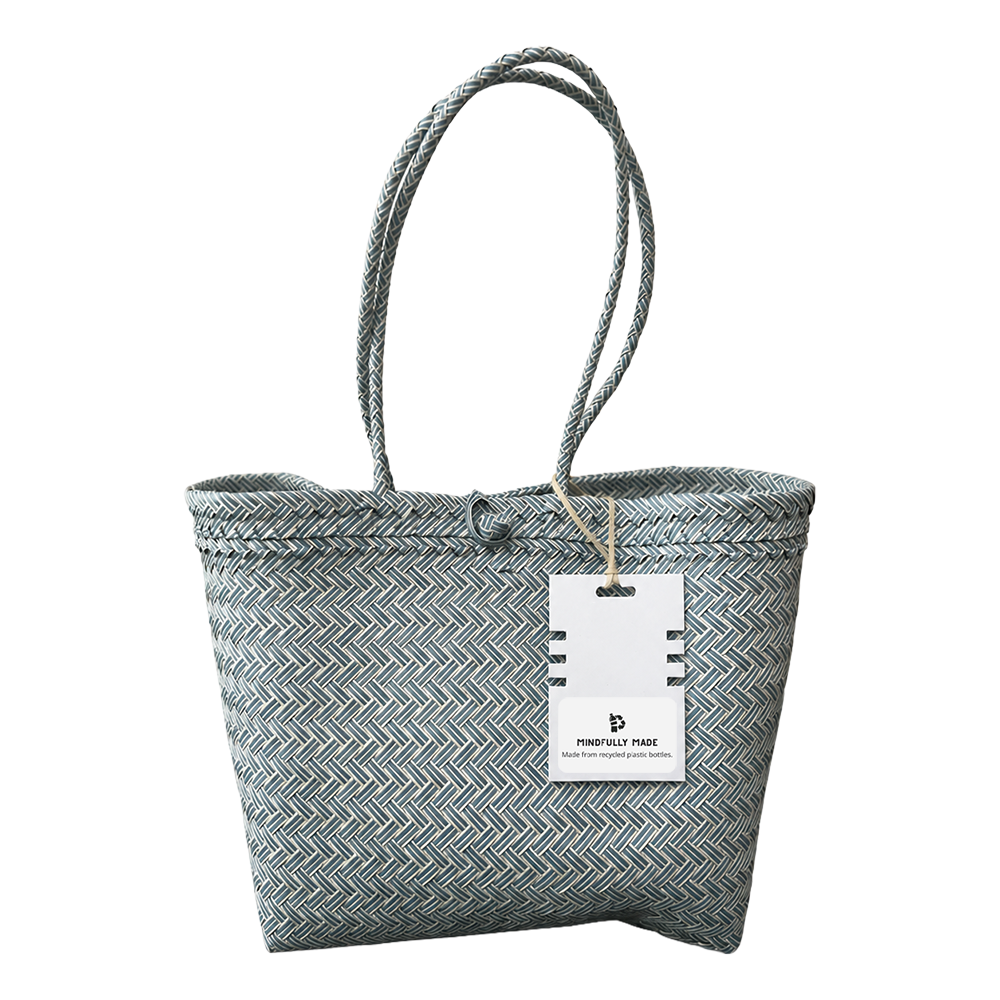 Recycled Plastic Woven Beach/Tote Long Strapped Bag, Large