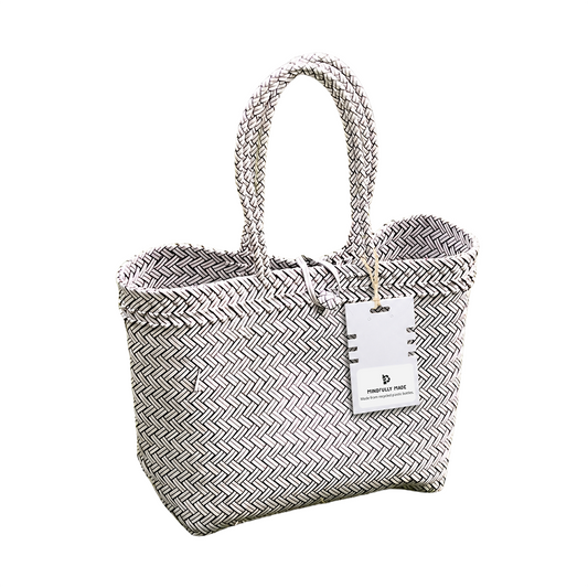 Recycled Plastic Woven Beach/Tote Long Strapped Bag, Large