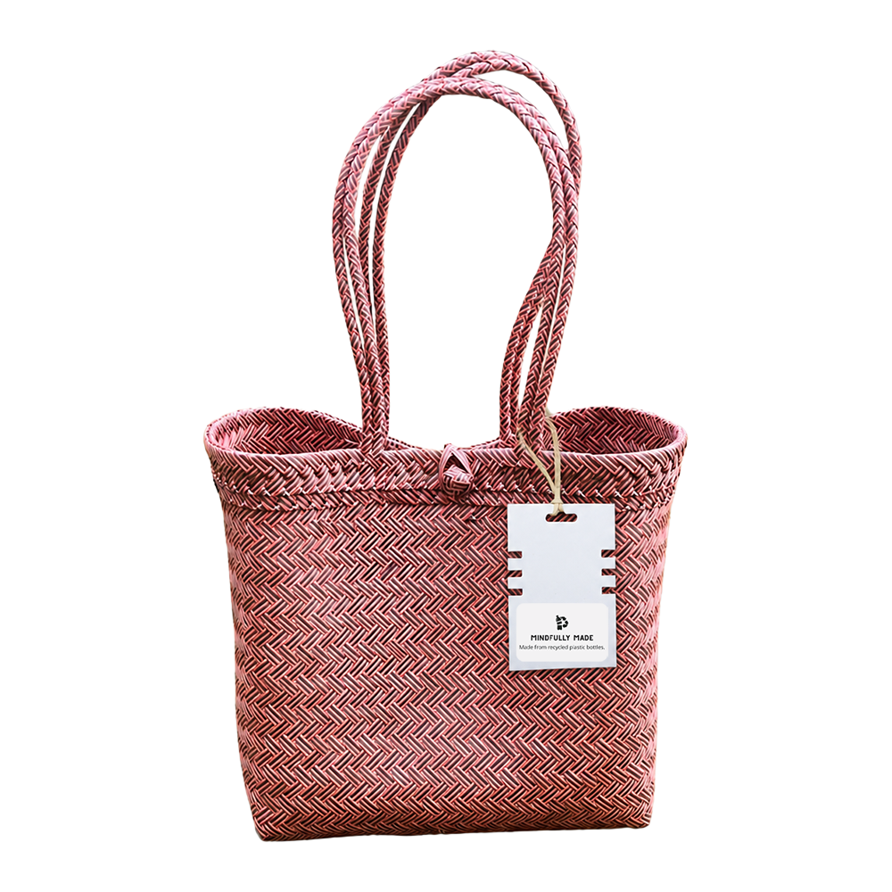 Recycled Plastic Woven Beach/Tote Long Strapped Bag, Large
