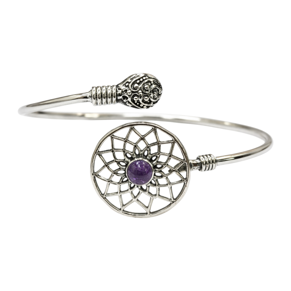 Silver-Plated Adjustable Dreamcatcher Cuff Bangle