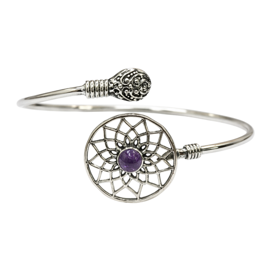Silver-Plated Adjustable Dreamcatcher Cuff Bangle