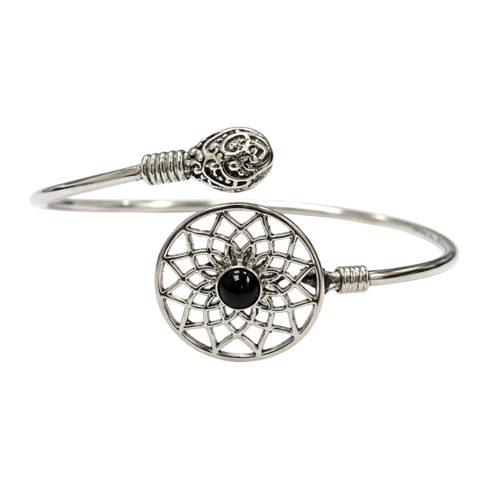 Silver-Plated Adjustable Dreamcatcher Cuff Bangle