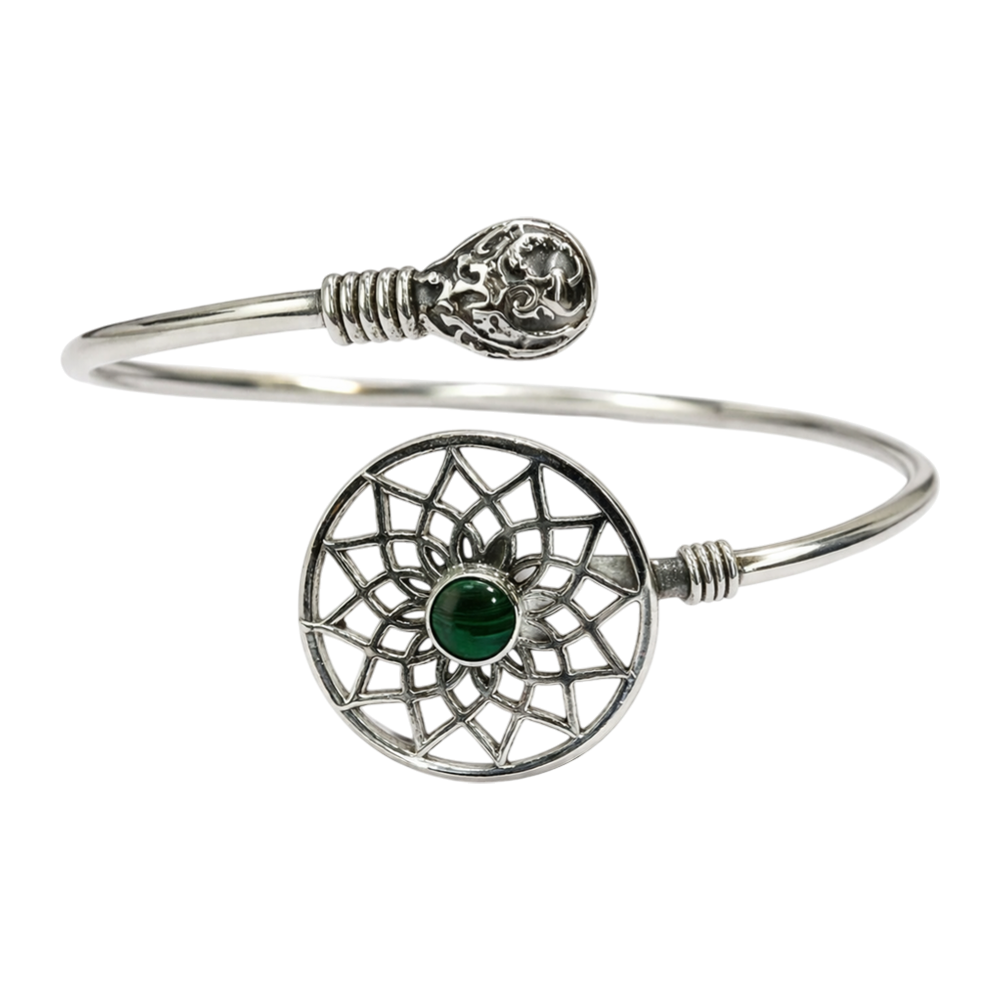 Silver-Plated Adjustable Dreamcatcher Cuff Bangle