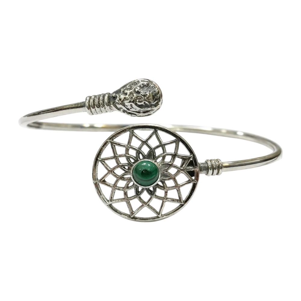 Silver-Plated Adjustable Dreamcatcher Cuff Bangle