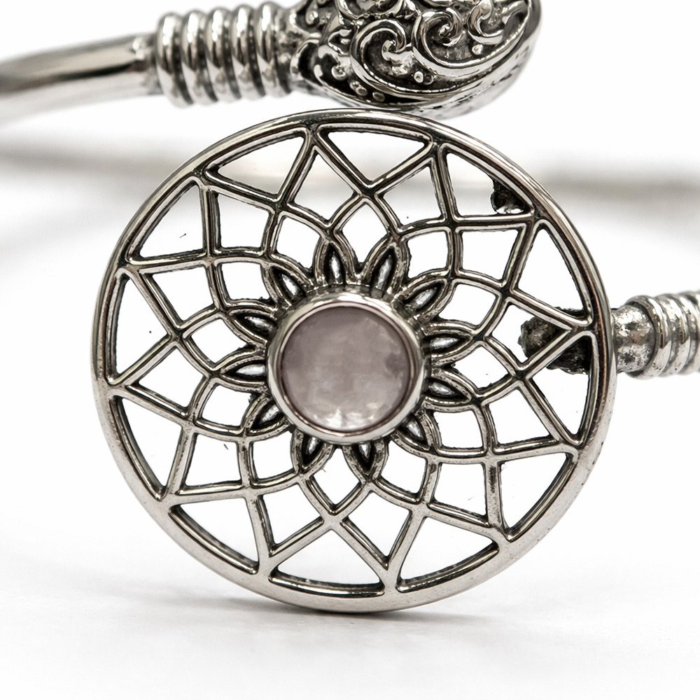 Silver-Plated Adjustable Dreamcatcher Cuff Bangle