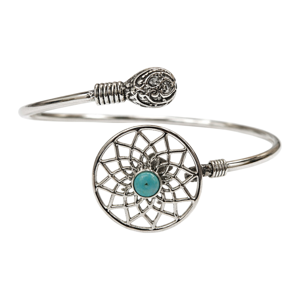 Silver-Plated Adjustable Dreamcatcher Cuff Bangle