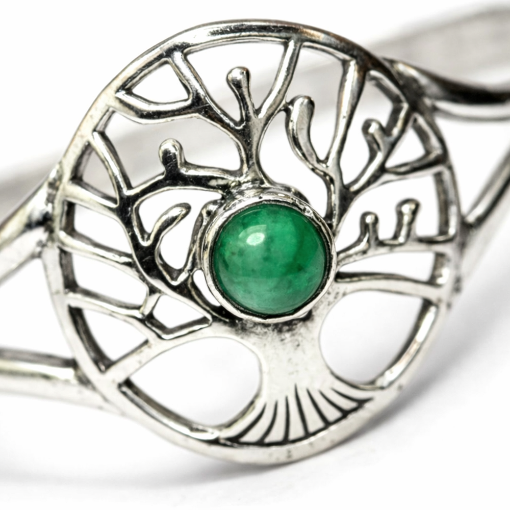 Silver-Plated Adjustable Tree of Life Cuff Bangle