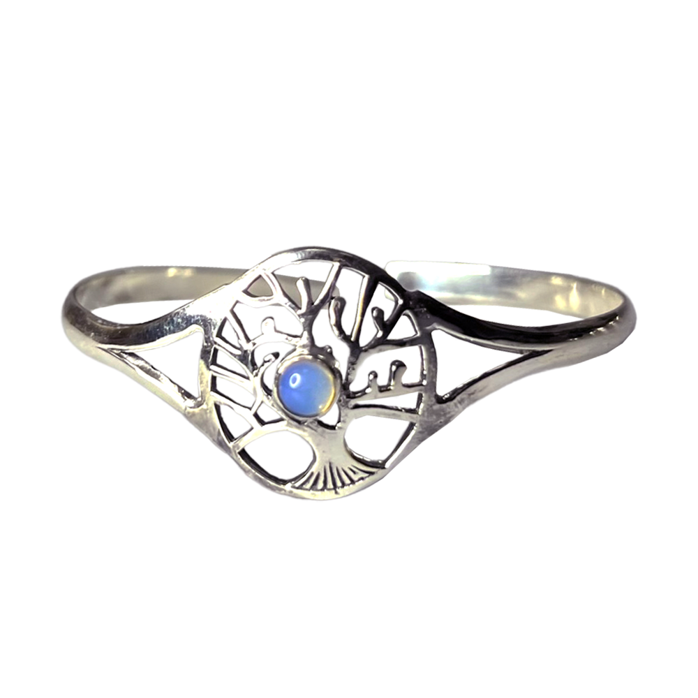 Silver-Plated Adjustable Tree of Life Cuff Bangle