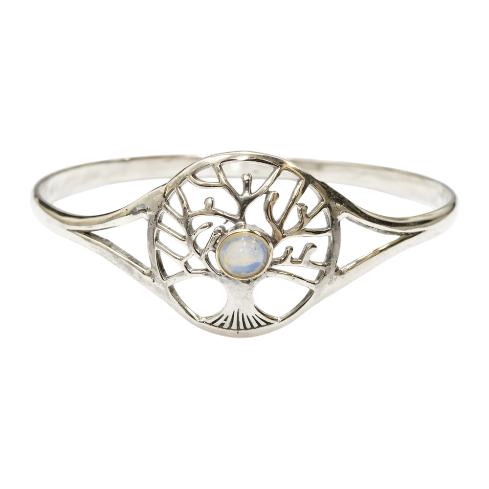 Silver-Plated Adjustable Tree of Life Cuff Bangle