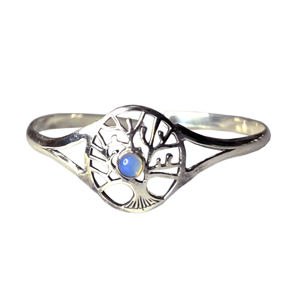 Silver-Plated Adjustable Tree of Life Cuff Bangle