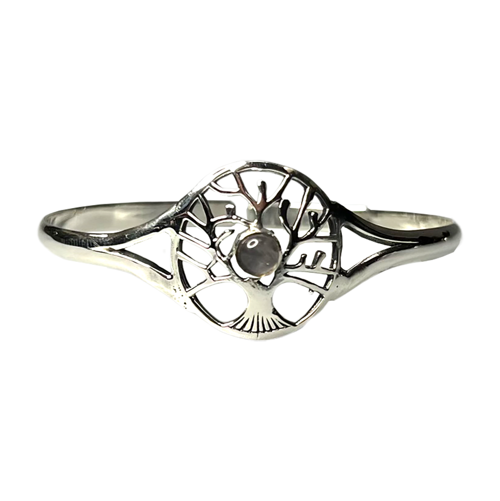 Silver-Plated Adjustable Tree of Life Cuff Bangle