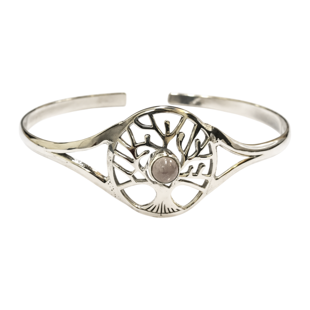 Silver-Plated Adjustable Tree of Life Cuff Bangle